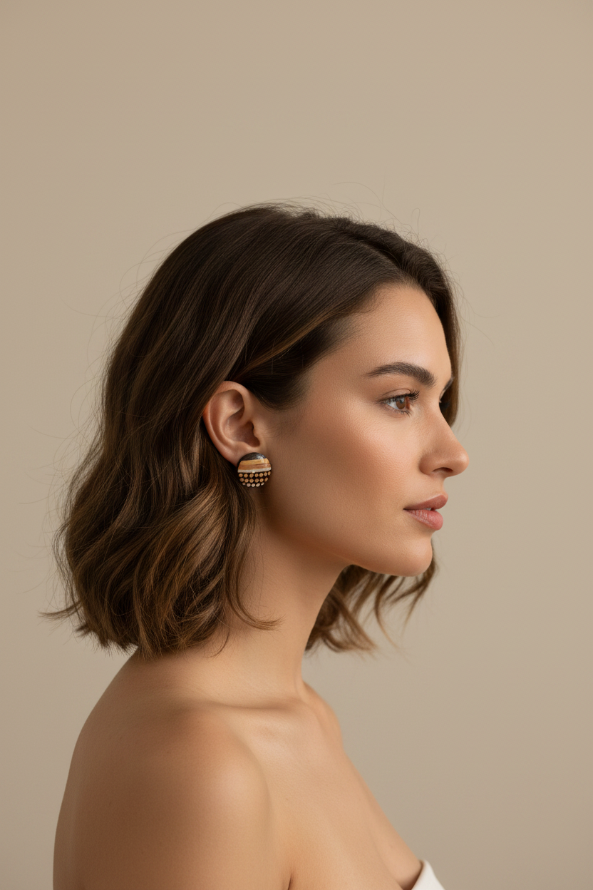 Earth – Hand-Painted Aboriginal Art Round Stud Earrings