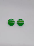 Green – Hand-Painted Aboriginal Art Round Stud Earrings