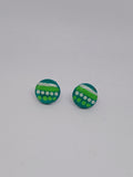Green – Hand-Painted Aboriginal Art Round Stud Earrings