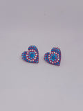 Purple & Turquoise – Hand-Painted Aboriginal Art Heart Stud Earrings (20mm)