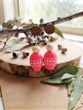 Pink – Hand-Painted Aboriginal Art Gumnut Studded Earrings