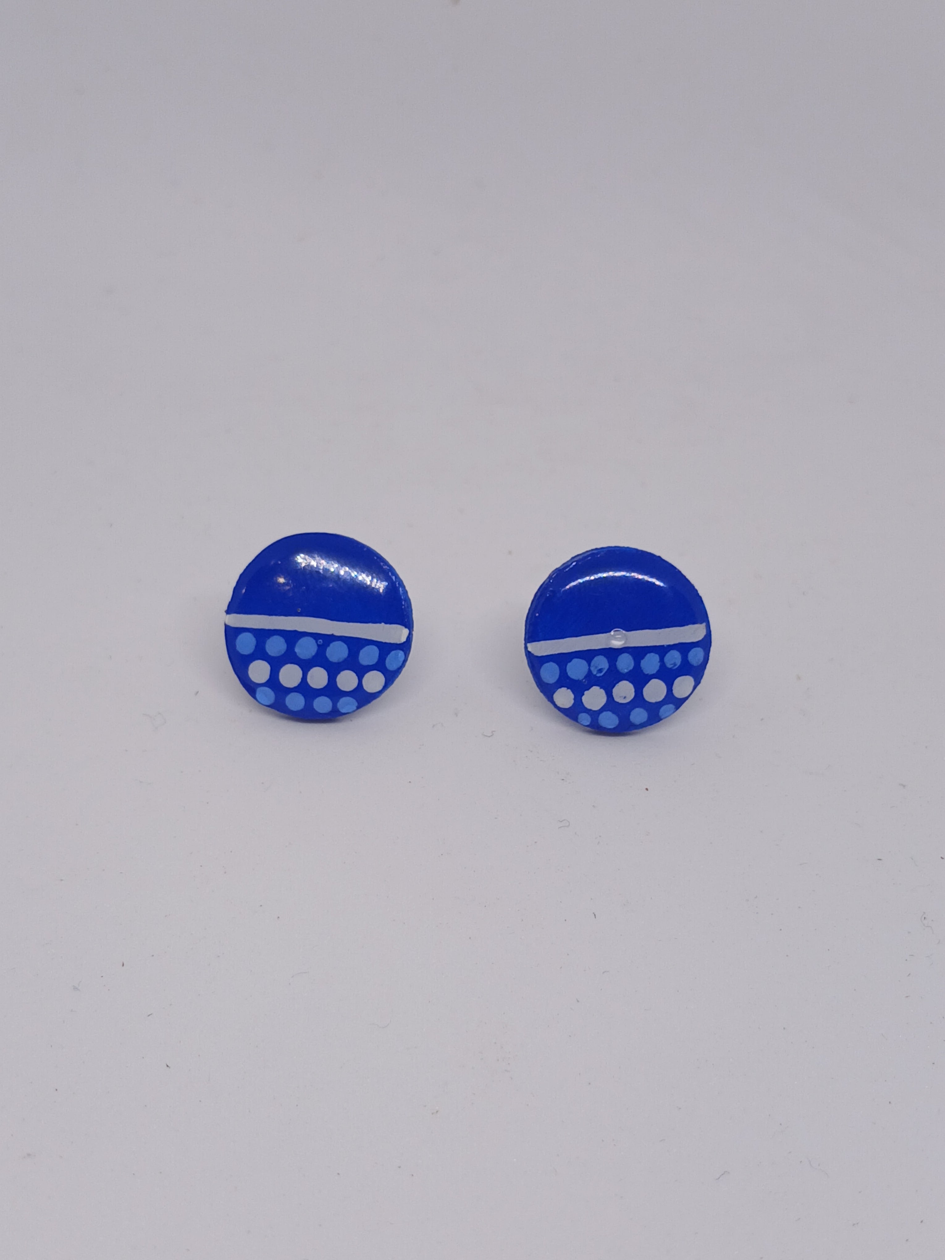 Blue – Hand-Painted Aboriginal Art Round Stud Earrings (Style 2)