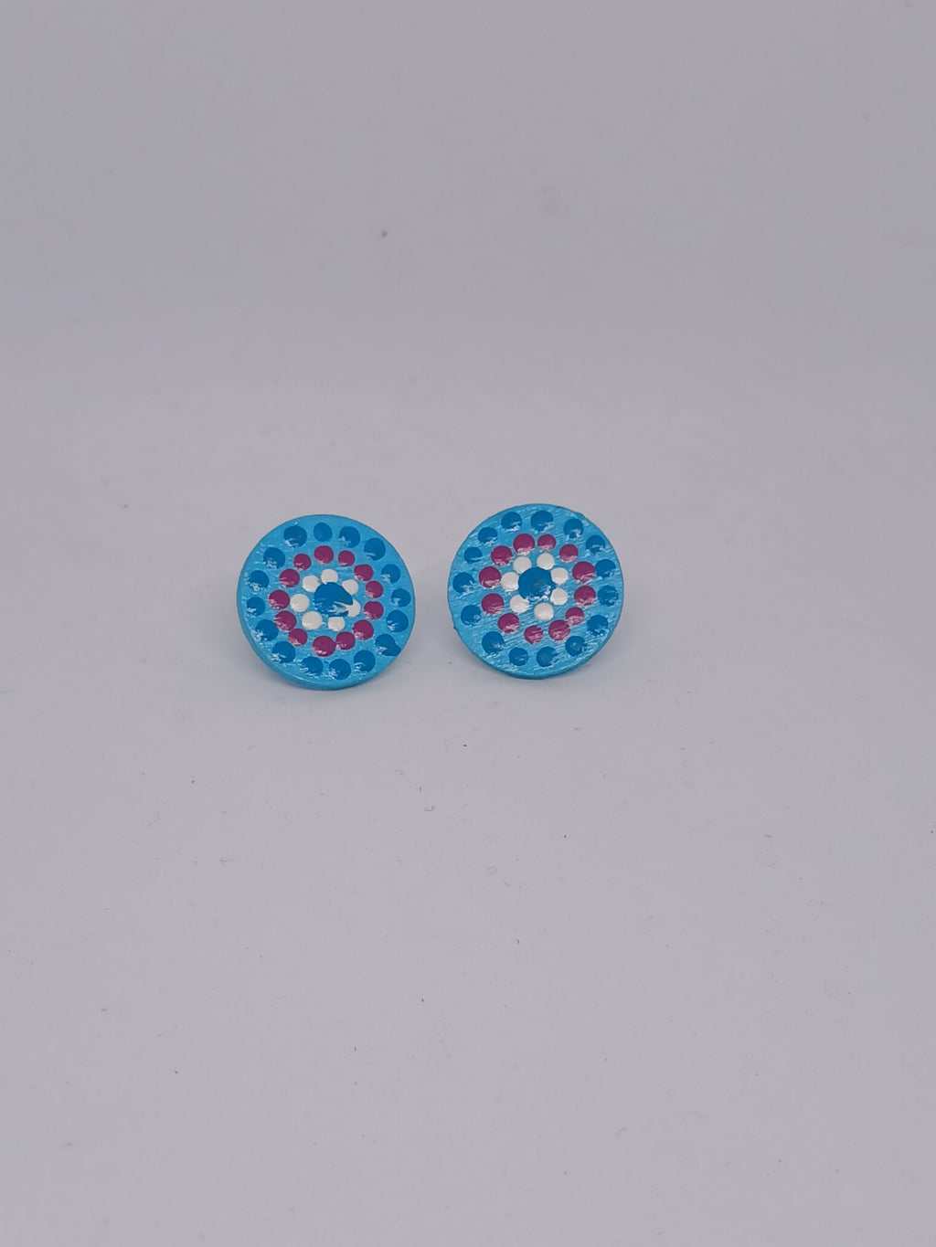 Sky – Hand-Painted Aboriginal Art Round Stud Earrings