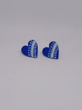 Blue – Hand-Painted Aboriginal Art Heart Stud Earrings (Style 5)