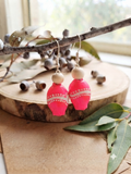 Pink – Hand-Painted Aboriginal Art Gumnut Earrings