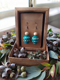 Green – Hand-Painted Aboriginal Art Sterling Silver Gumnut Earrings