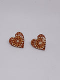 Red Ochre & Cream – Hand-Painted Aboriginal Art Heart Stud Earrings (20mm)