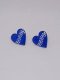 Blue – Hand-Painted Aboriginal Art Heart Stud Earrings (Style 4)