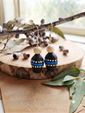 Black Multi Colour – Hand-Painted Aboriginal Art Gumnut Earrings