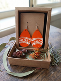 Orange – Hand-Painted Aboriginal Art Sterling Silver Teardrop Earrings
