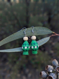 Green – Hand-Painted Aboriginal Art Sterling Silver Gumnut Earrings