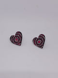 Pink – Hand-Painted Aboriginal Art Heart Stud Earrings (20mm)