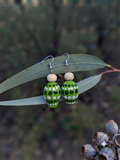 Green – Hand-Painted Aboriginal Art Sterling Silver Gumnut Earrings