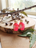 Pink – Hand-Painted Aboriginal Art Gumnut Earrings