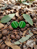 Green – Hand-Painted Aboriginal Art Round Stud Earrings