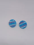 Blue, purple & white – Hand-Painted Aboriginal Art Round Stud Earrings