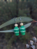 Green – Hand-Painted Aboriginal Art Sterling Silver Gumnut Earrings