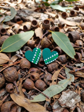 Green – Hand-Painted Aboriginal Art Heart Stud Earrings