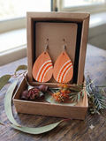 Orange – Hand-Painted Aboriginal Art Sterling Silver Teardrop Earrings (Style 4)