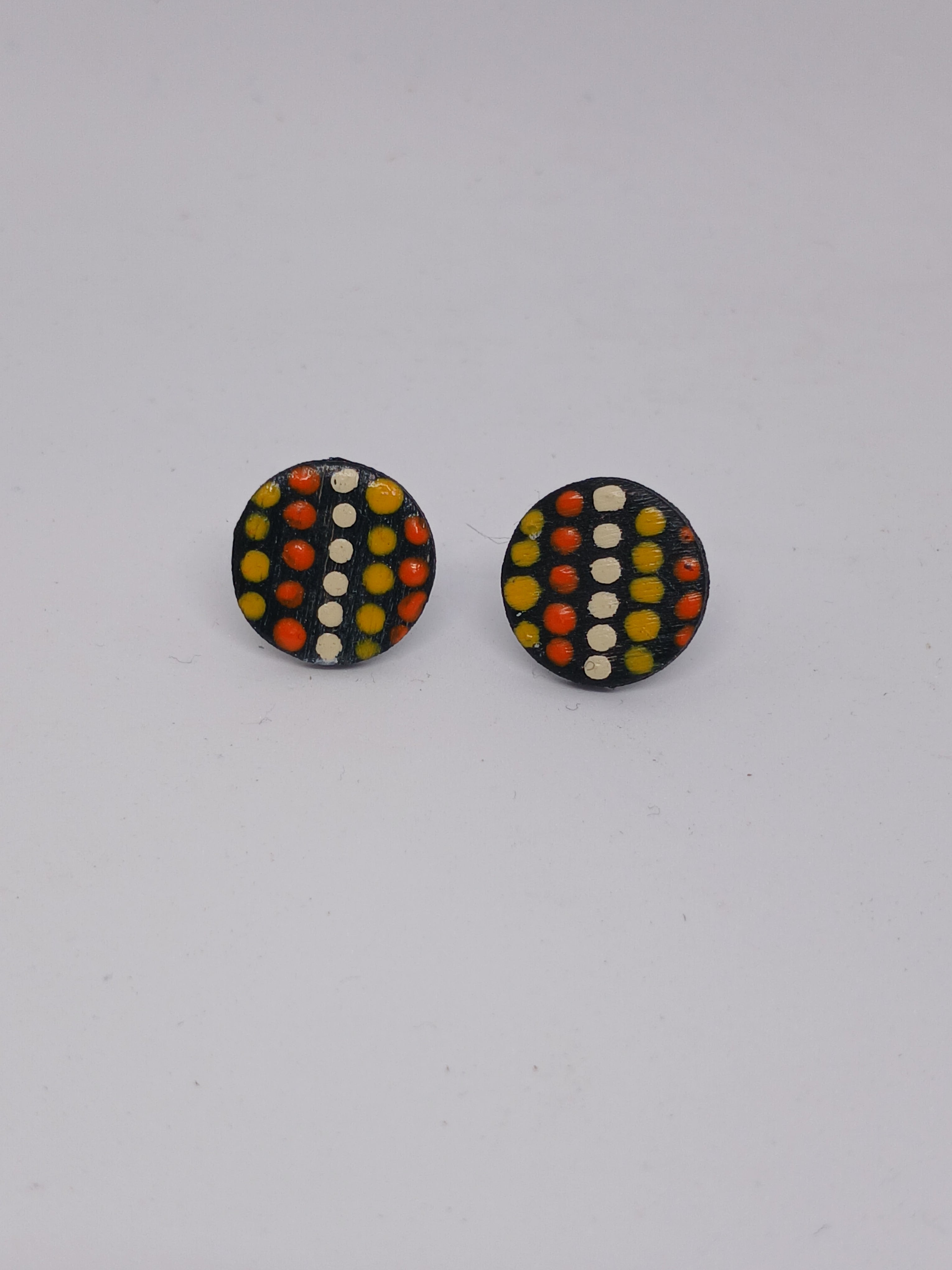 Sunset – Hand-Painted Aboriginal Art Round Stud Earrings
