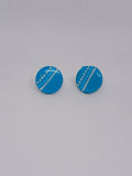 Aqua & white – Hand-Painted Aboriginal Art Round Stud Earrings
