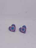 Purple & Teal – Hand-Painted Aboriginal Art Heart Stud Earrings (20mm)
