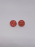 Red & white – Hand-Painted Aboriginal Art Round Stud Earrings