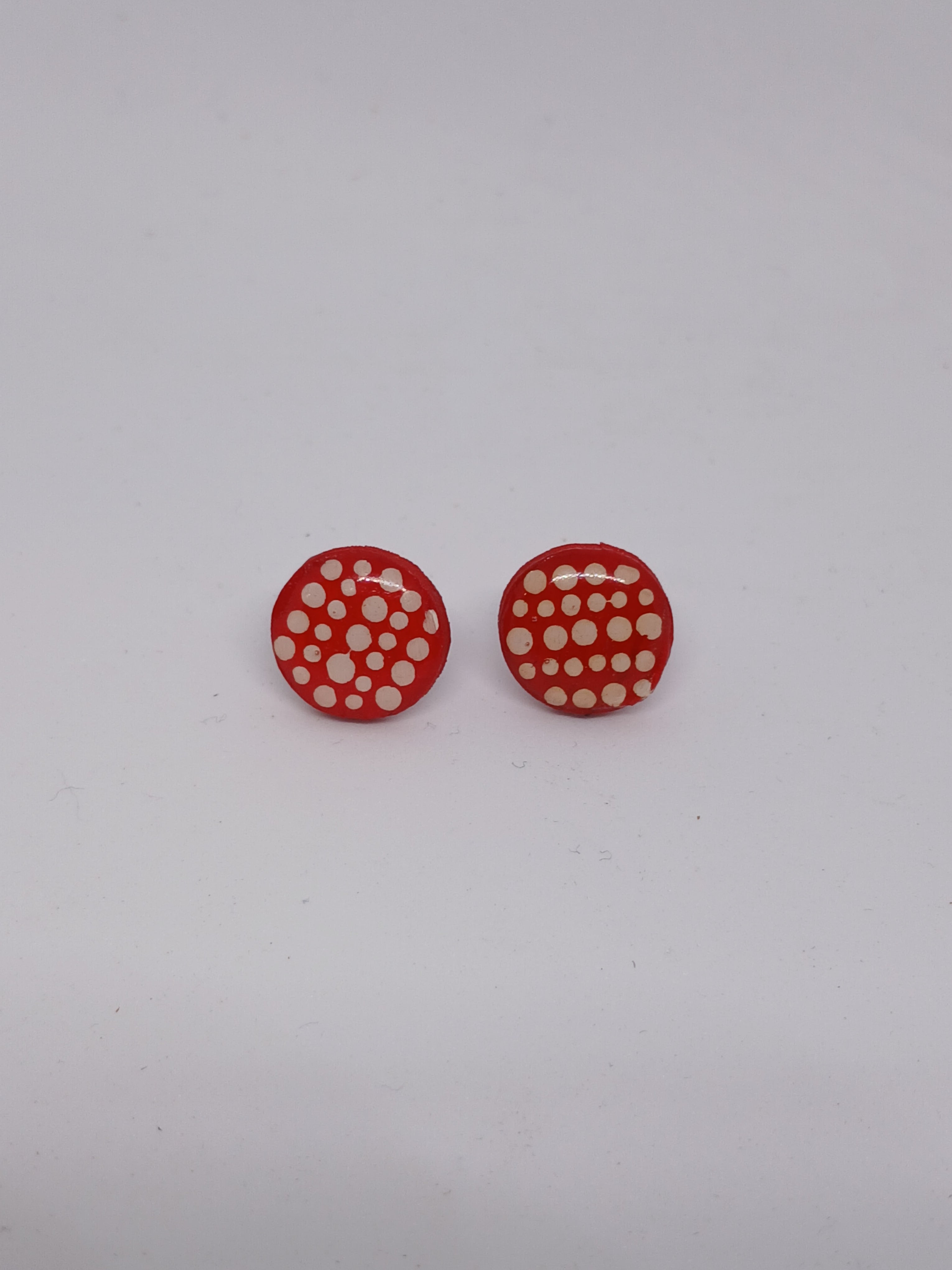 Red & white – Hand-Painted Aboriginal Art Round Stud Earrings