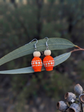 Orange – Hand-Painted Aboriginal Art Sterling Silver Gumnut Earrings