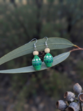 Green – Hand-Painted Aboriginal Art Sterling Silver Gumnut Earrings
