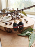 Black Multi Colour – Hand-Painted Aboriginal Art Gumnut Earrings