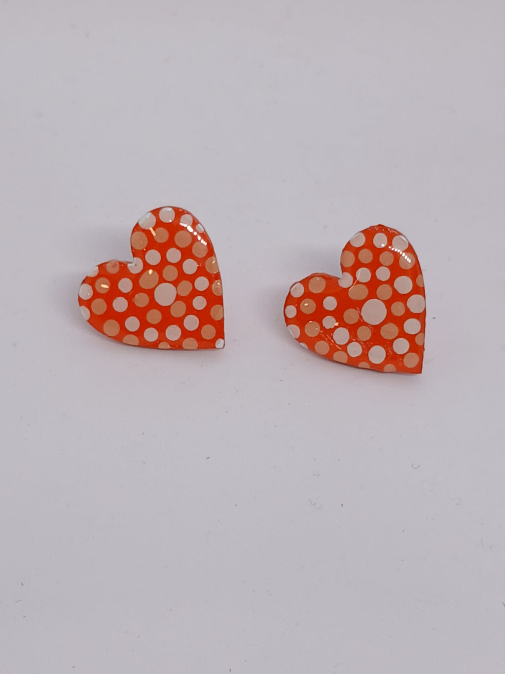 Orange – Hand-Painted Aboriginal Art Heart Stud Earrings (20mm)