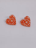 Orange – Hand-Painted Aboriginal Art Heart Stud Earrings (20mm)