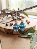 Blue – Hand-Painted Aboriginal Art Gumnut Earrings