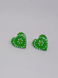 Green – Hand-Painted Aboriginal Art Heart Stud Earrings (20mm)
