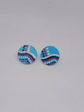 Ocean – Hand-Painted Aboriginal Art Round Stud Earrings