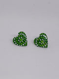 Green – Hand-Painted Aboriginal Art Heart Stud Earrings (20mm)