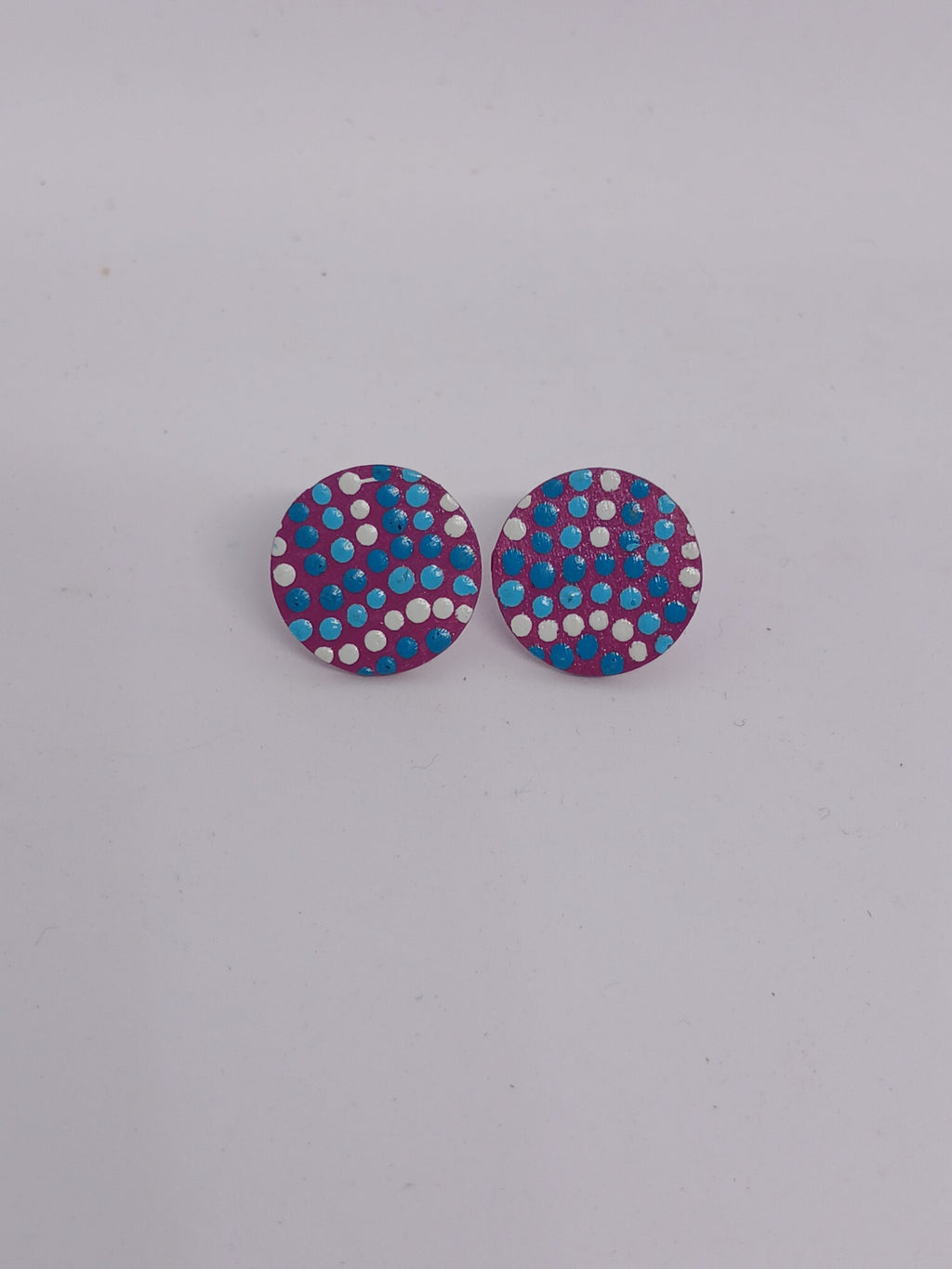 Purple – Hand-Painted Aboriginal Art Round Stud Earrings