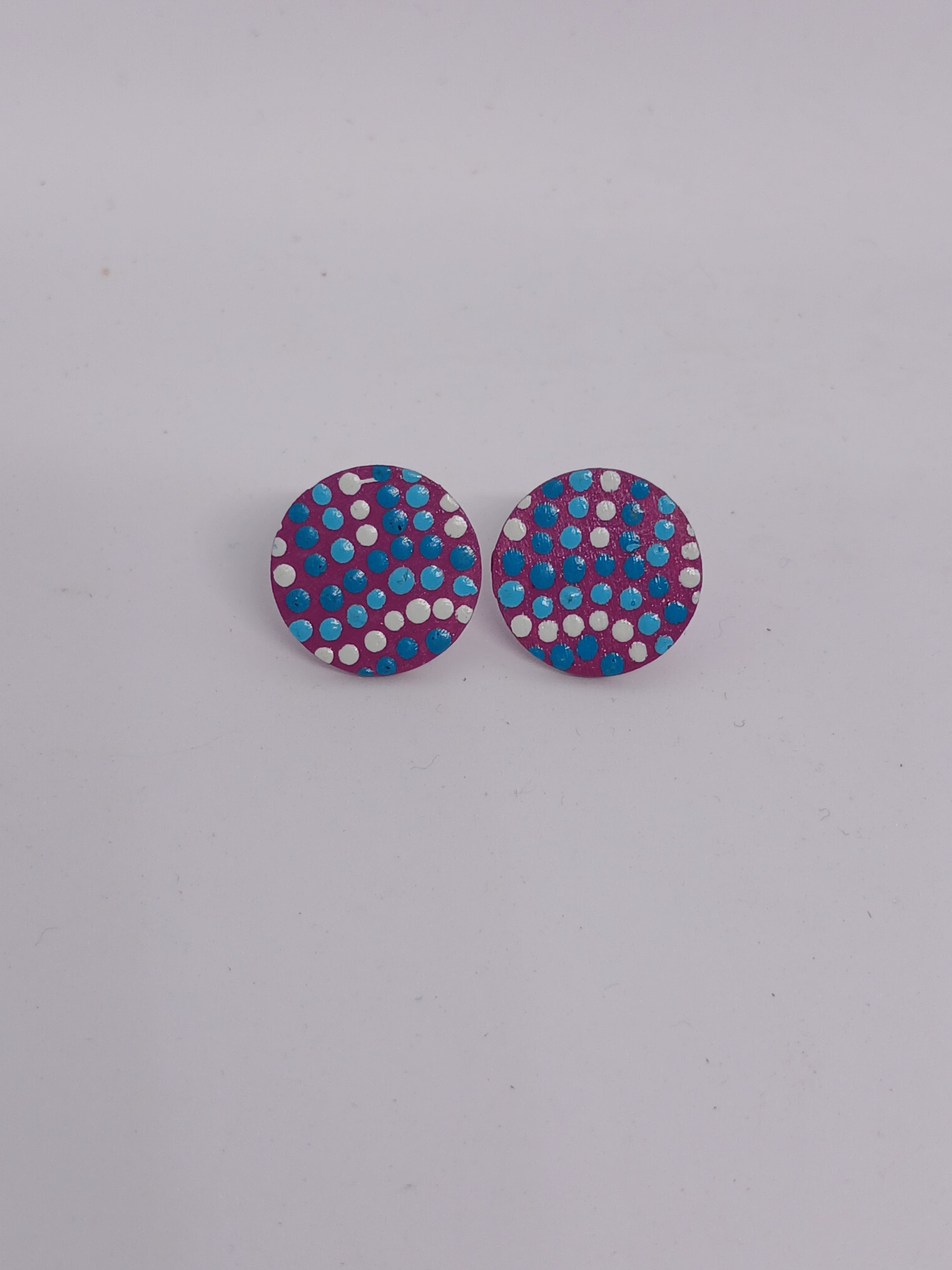 Purple – Hand-Painted Aboriginal Art Round Stud Earrings