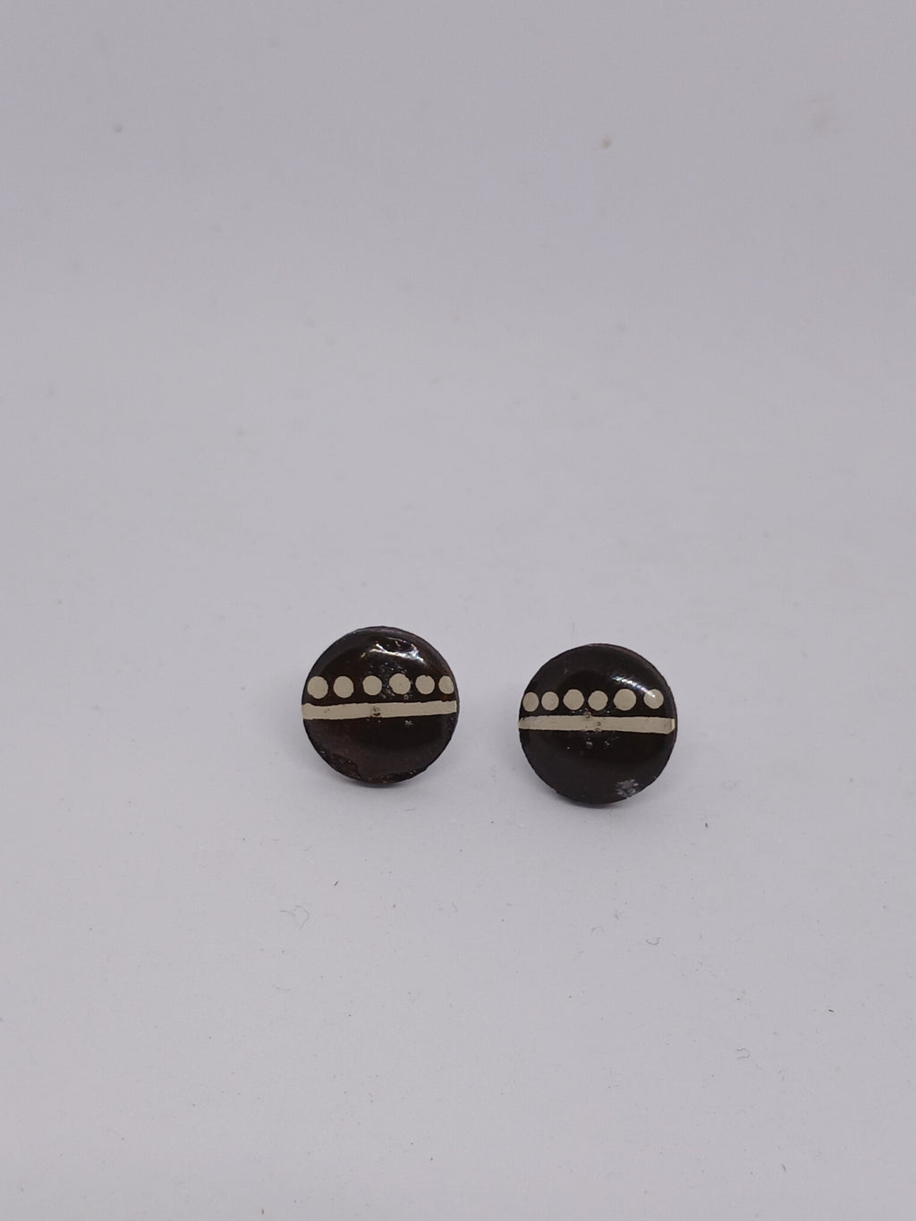 Black – Hand-Painted Aboriginal Art Round Stud Earrings