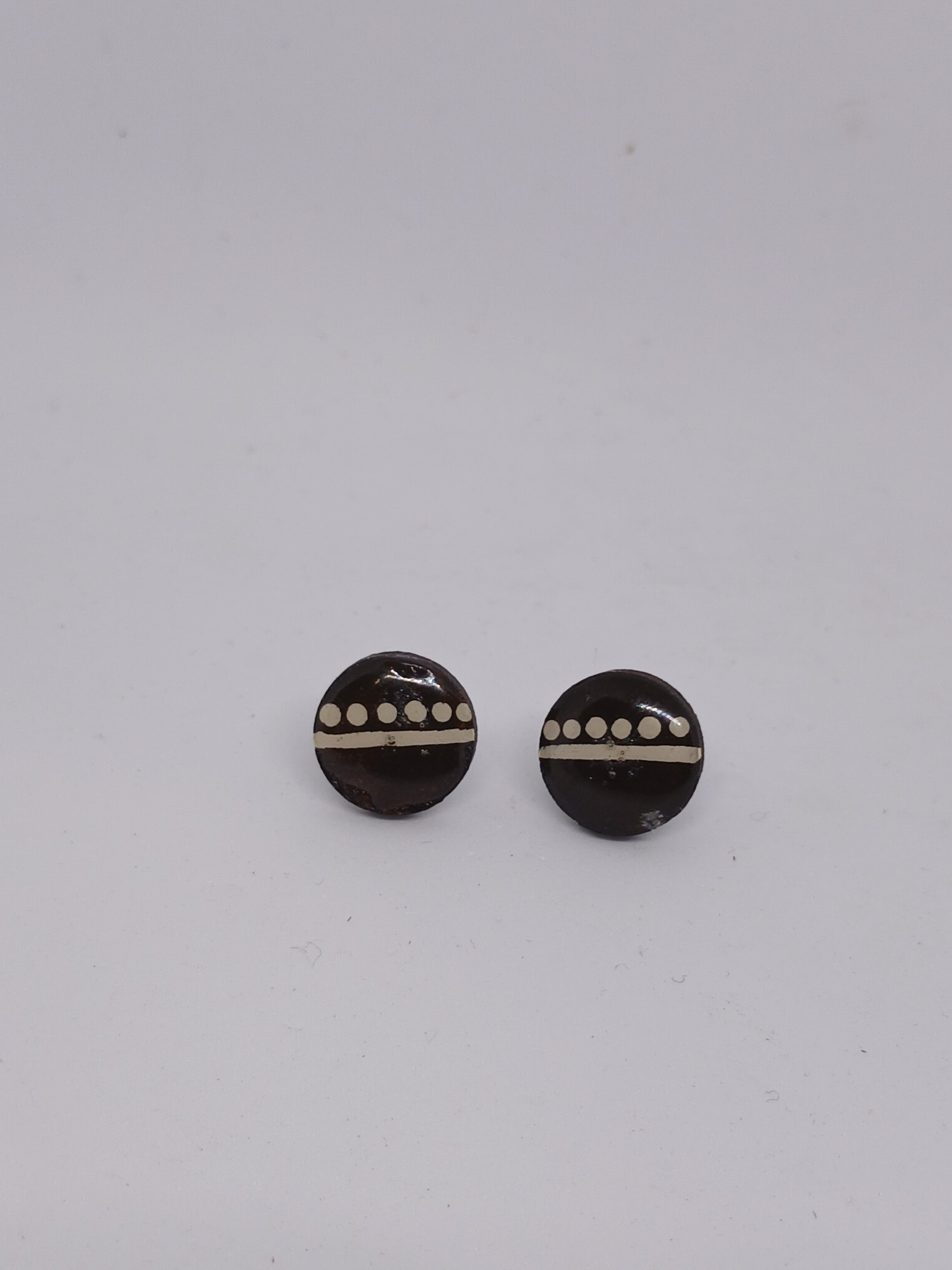 Black – Hand-Painted Aboriginal Art Round Stud Earrings