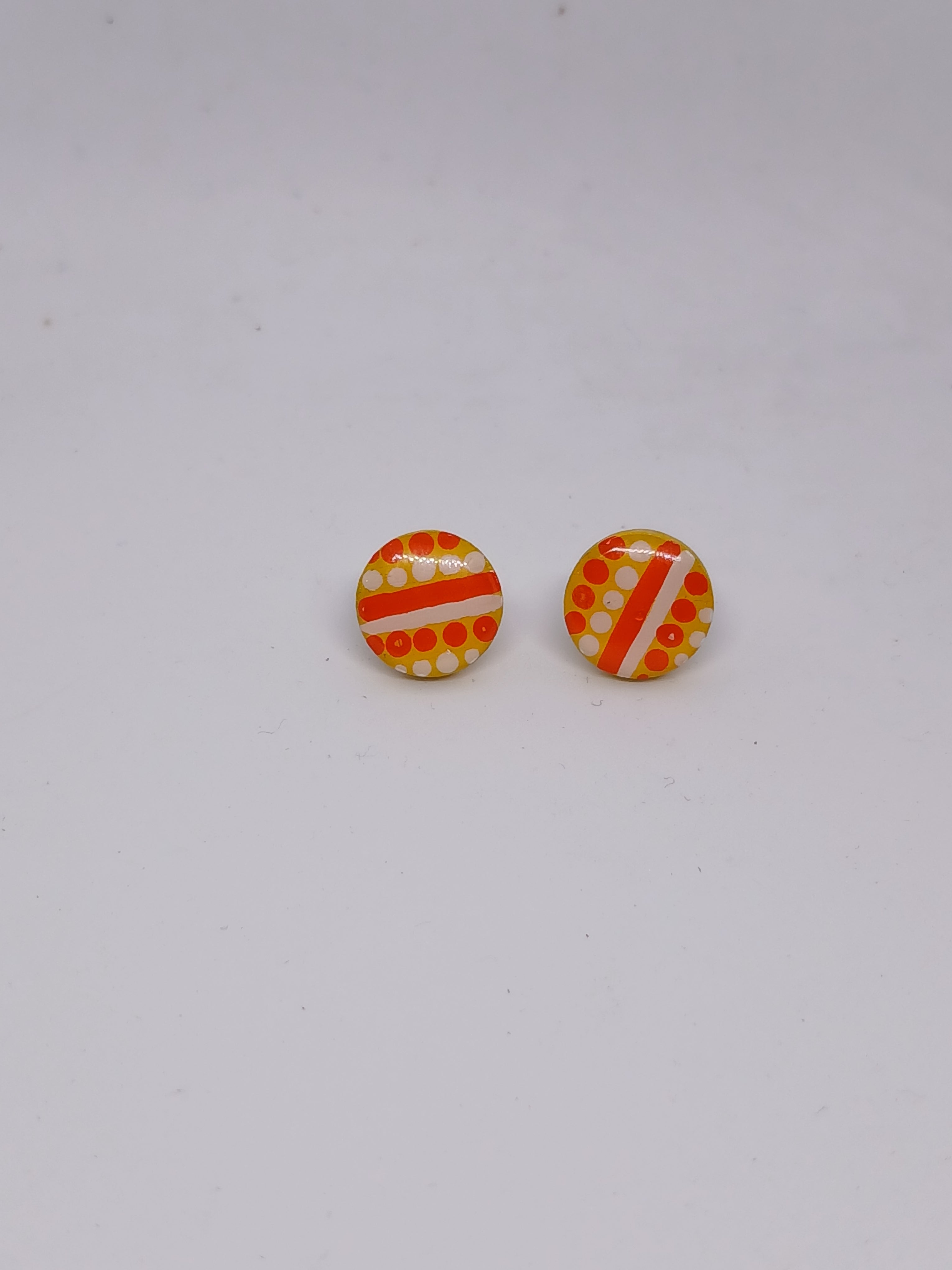 Sunset – Hand-Painted Aboriginal Art Round Stud Earrings