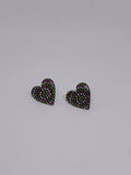 Purple, Green & White – Hand-Painted Aboriginal Art Heart Stud Earrings (20mm)
