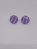 Lilac & white – Hand-Painted Aboriginal Art Round Stud Earrings