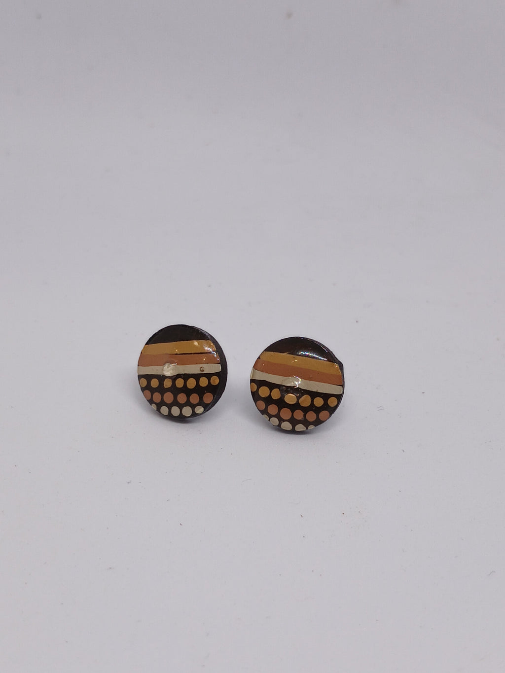 Earth – Hand-Painted Aboriginal Art Round Stud Earrings