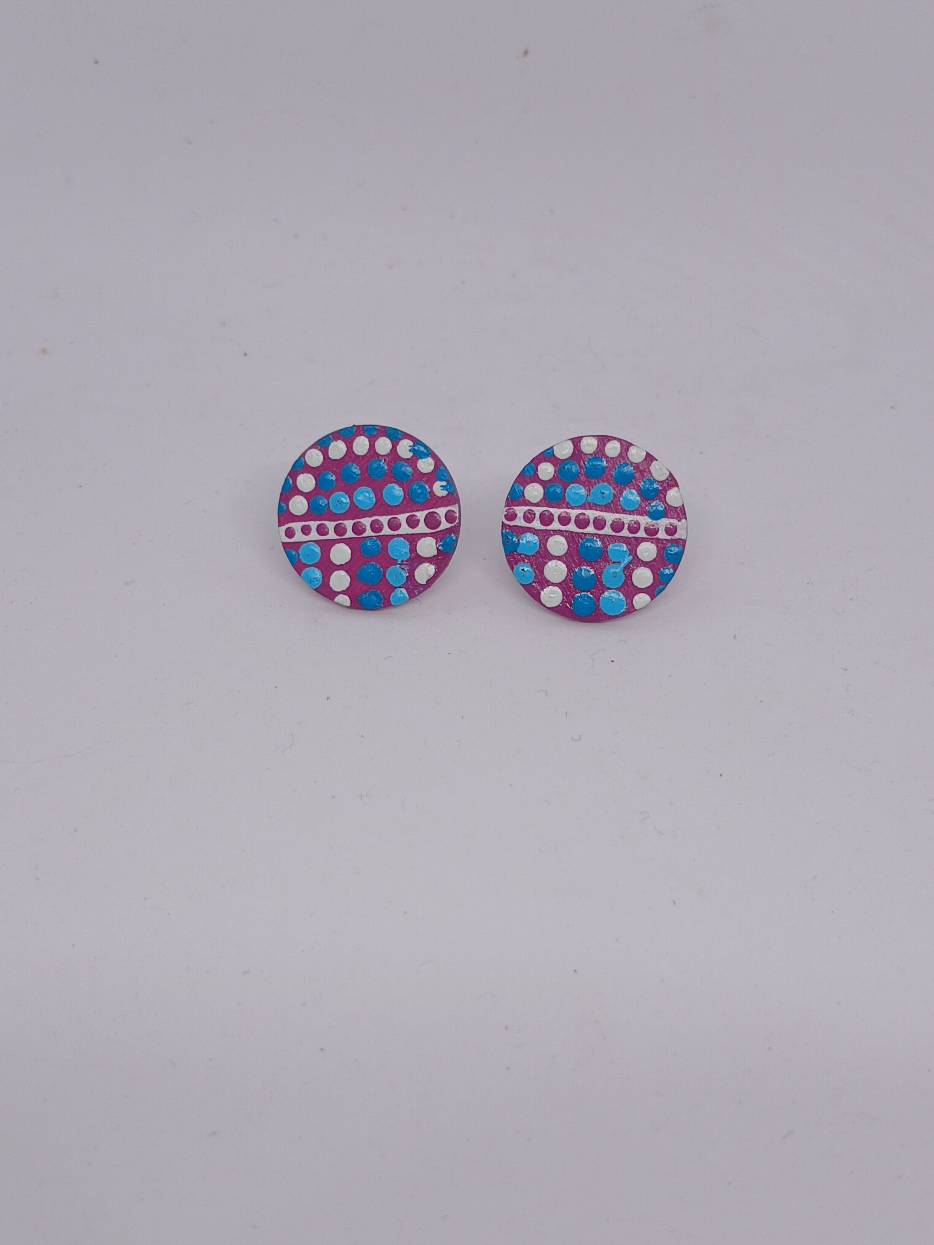 Purple – Hand-Painted Aboriginal Art Round Stud Earrings